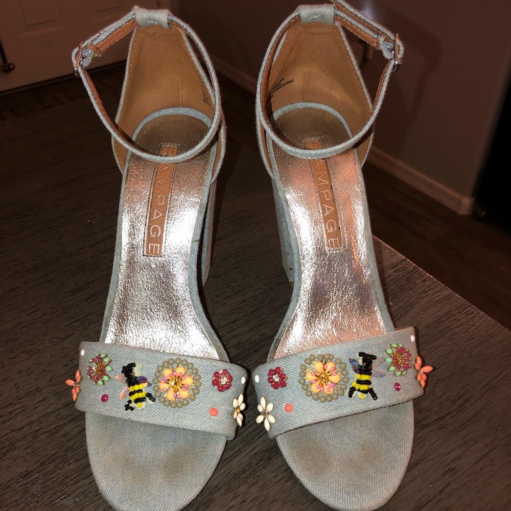 Light blue Rampage block heels (size 7.5)